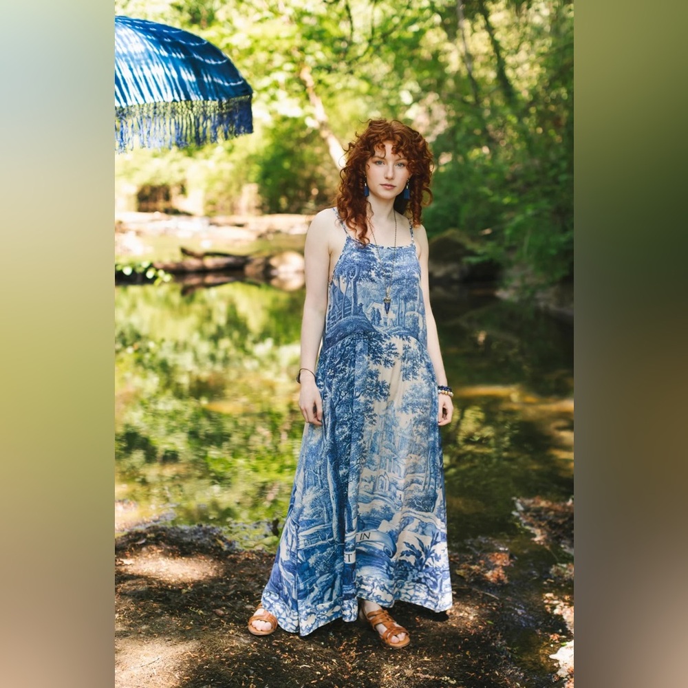 ⭐️Market of Stars⭐️ Let the Light In Vintage Artwork Boho Adjustable Strap Dress - Picture 15 of 16